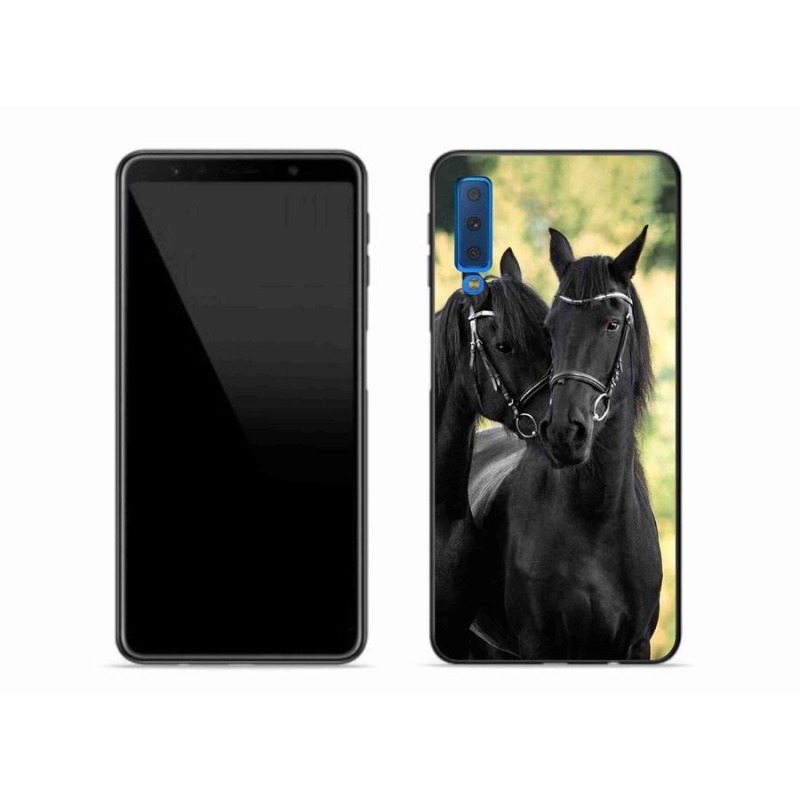 Zselés borítás mmCase Samsung Galaxy A7 (2018) - két fekete ló