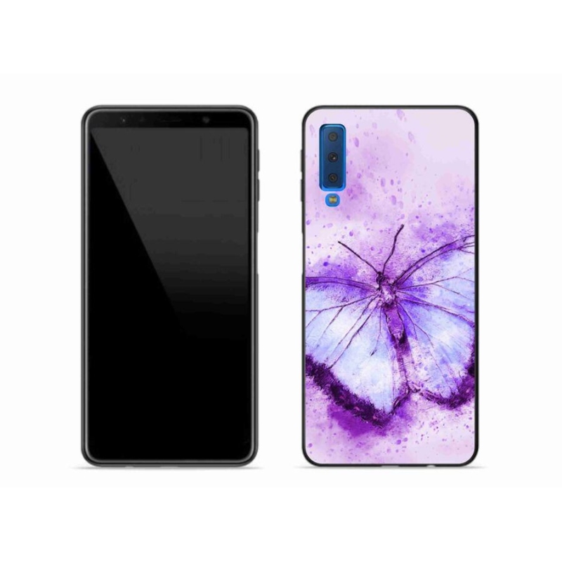 Gél védőhuzat mmCase Samsung Galaxy A7 (2018) - lila pillangó