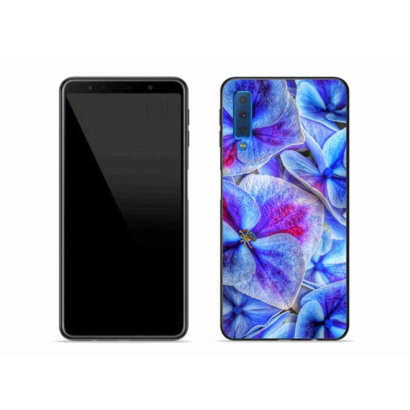 Gél védőhuzat mmCase Samsung Galaxy A7 (2018) - kék virágok 1