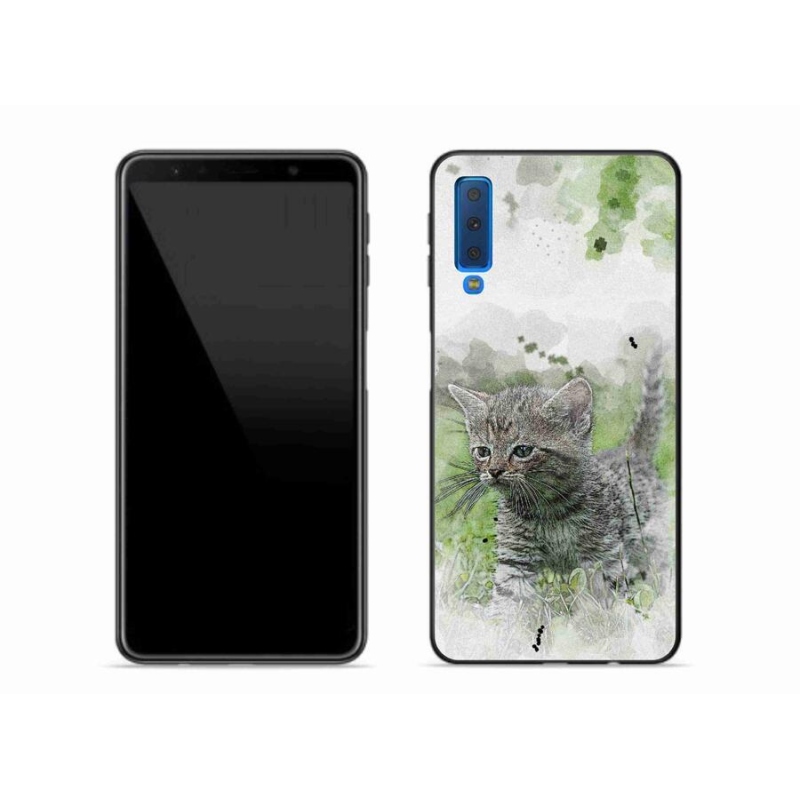 Gél védőhuzat mmCase Samsung Galaxy A7 (2018) - aranyos cica 1
