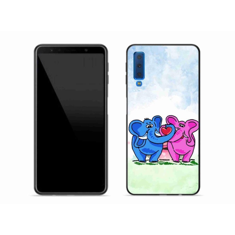 Gél borító mmCase mobiltelefonhoz Samsung Galaxy A7 (2018) - szerelmes elefántok