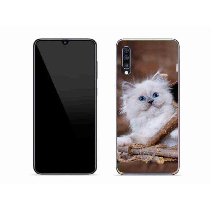 Gél védőhuzat mmCase Samsung Galaxy A70 készülékhez - fehér cica