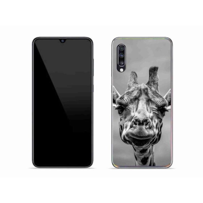 Gél védőhuzat mmCase Samsung Galaxy A70 készülékhez - fekete-fehér zsiráf