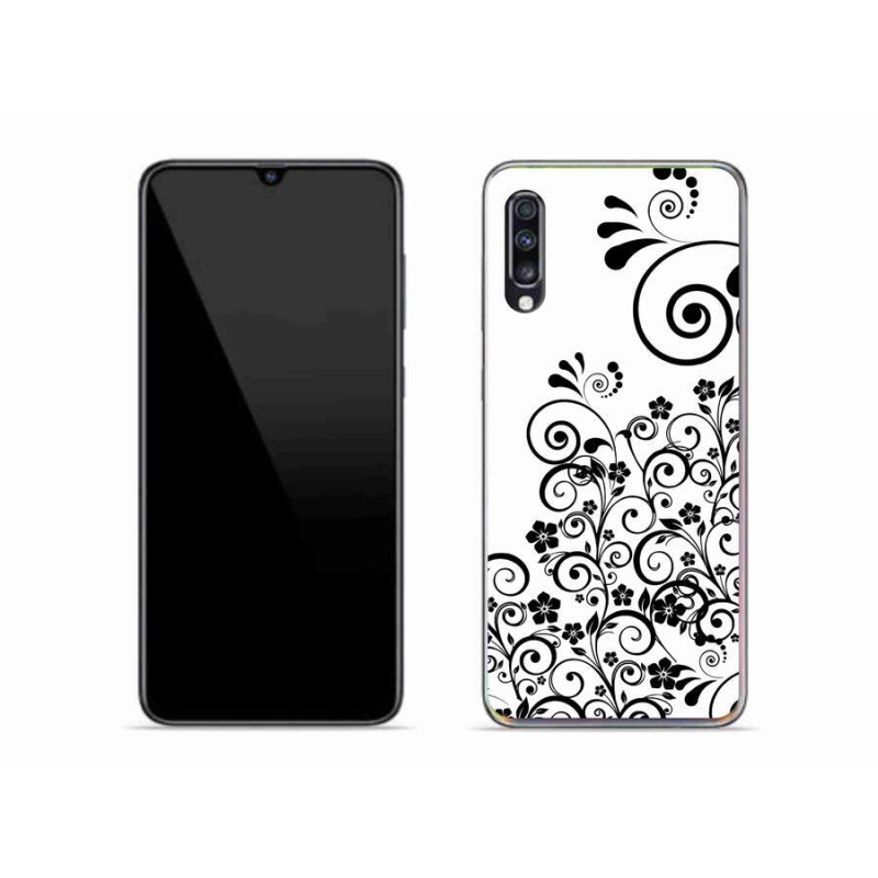 Zselés borítás mmCase Samsung Galaxy A70 készülékhez - fekete-fehér virágminták