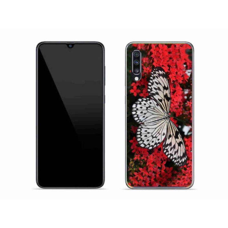Zselés borítás mmCase Samsung Galaxy A70 - fekete-fehér pillangó 1