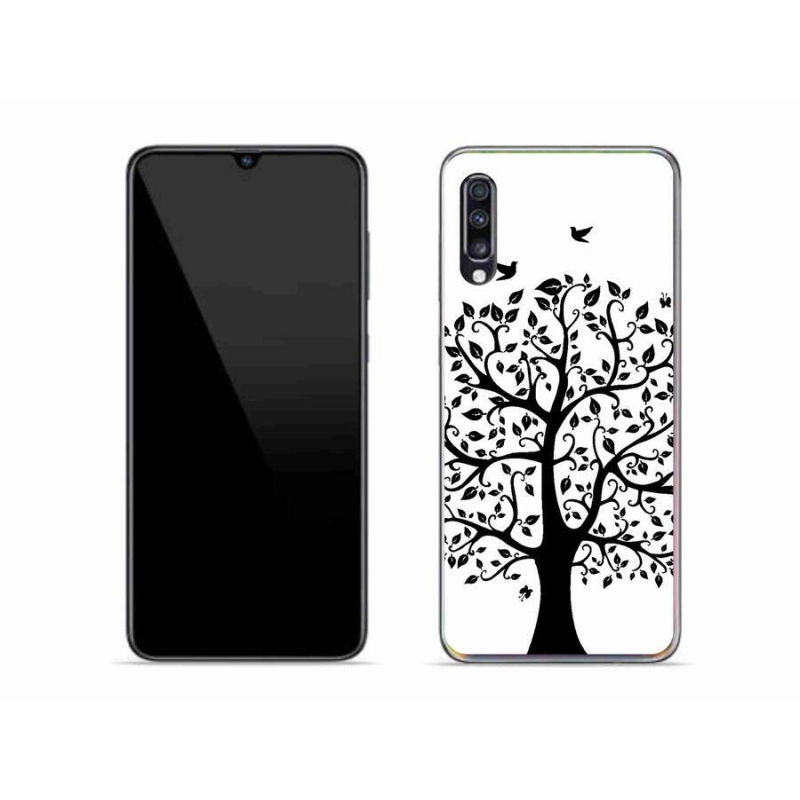 Zselés borítás mmCase Samsung Galaxy A70 - fekete-fehér fa
