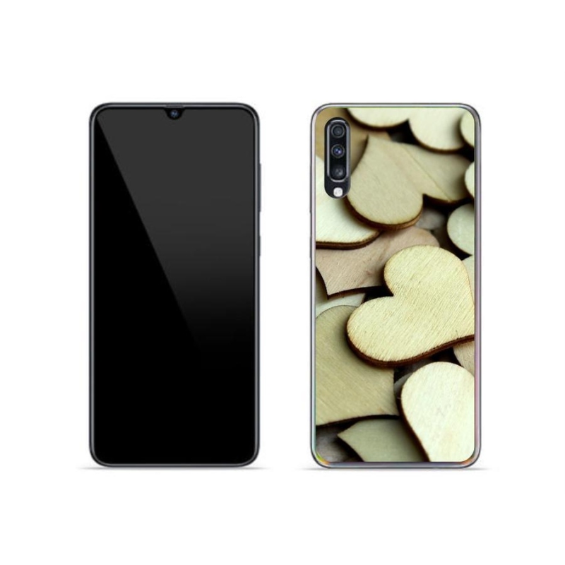 Gél borítás mmCase Samsung Galaxy A70 készülékhez - fából készült szívek