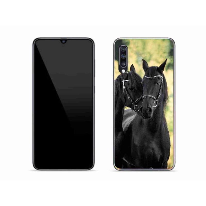 Zselés borítás mmCase Samsung Galaxy A70 - két fekete ló