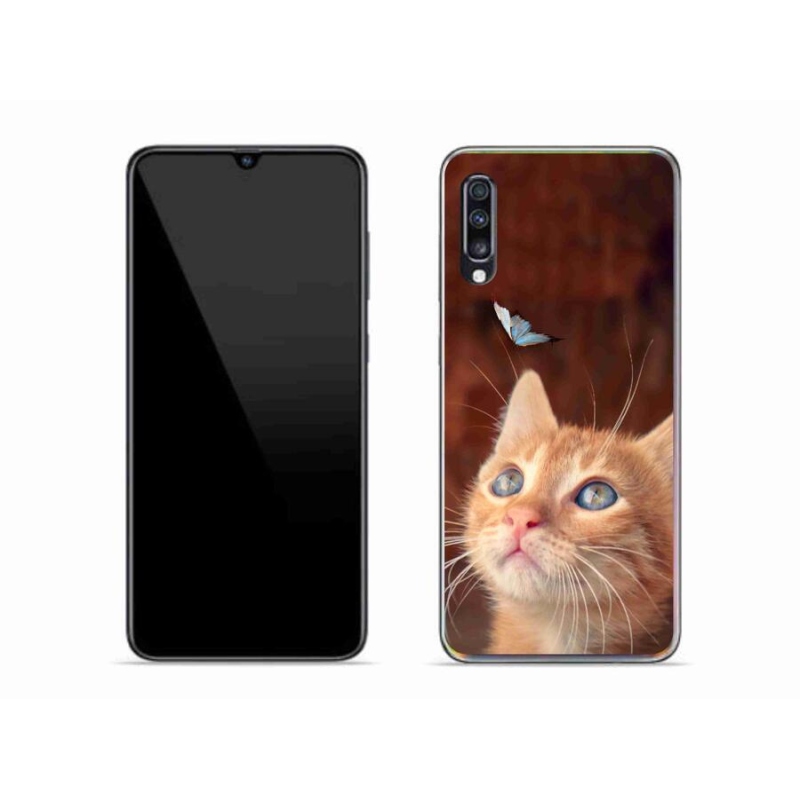 Gél borítás mmCase Samsung Galaxy A70 készülékhez - pillangó és cica