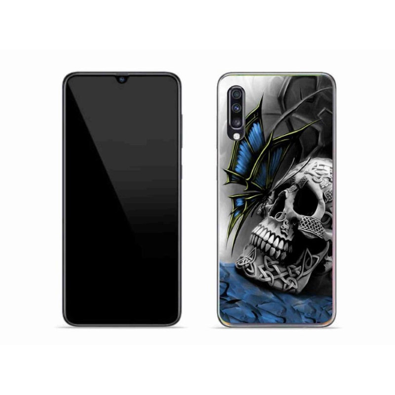 Gél borítás mmCase Samsung Galaxy A70 készülékhez - pillangó és koponya