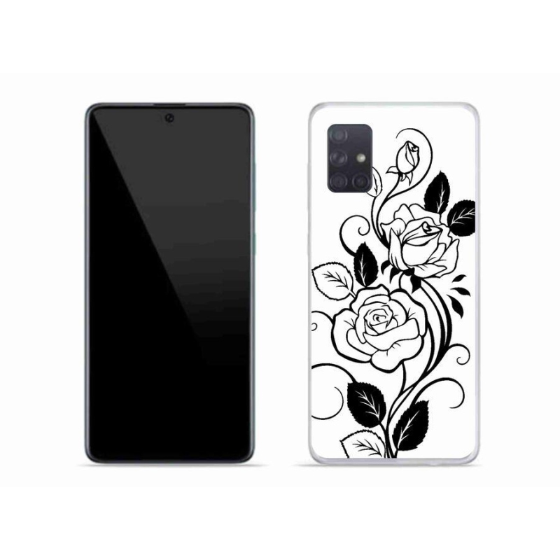 Zselés borítás mmCase Samsung Galaxy A71 - fekete és fehér rózsa