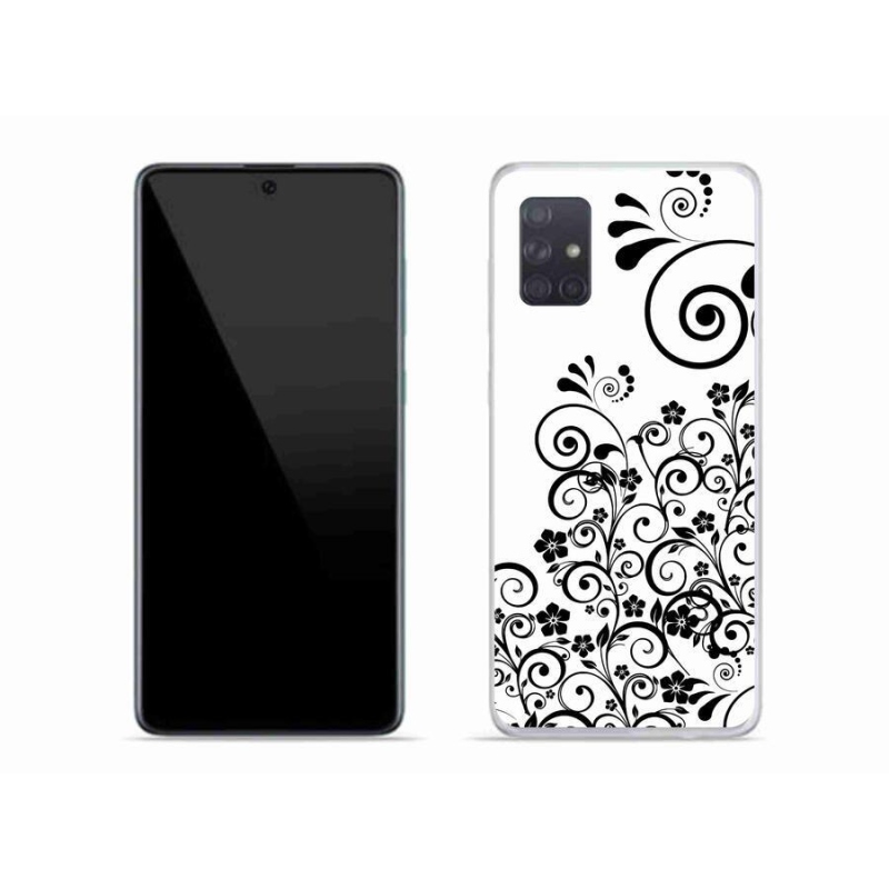 Zselés borítás mmCase Samsung Galaxy A71 készülékhez - fekete-fehér virágminták