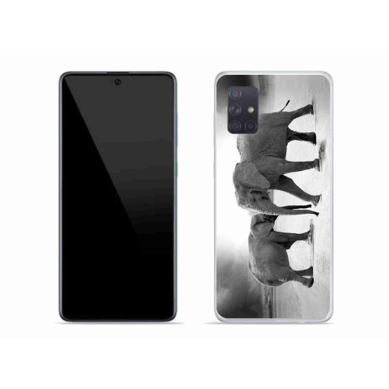 Gél borítás mmCase Samsung Galaxy A71 készülékhez - fekete és fehér elefántok