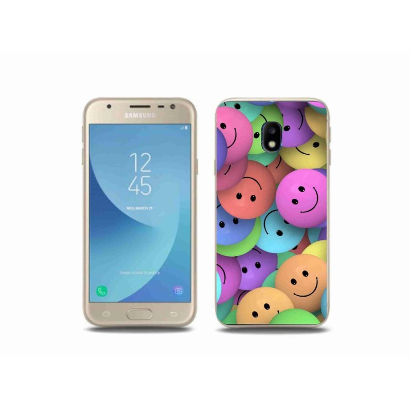 Gél borító mmCase a mobiltelefonon Samsung Galaxy J3 (2017) - színes smiley-k