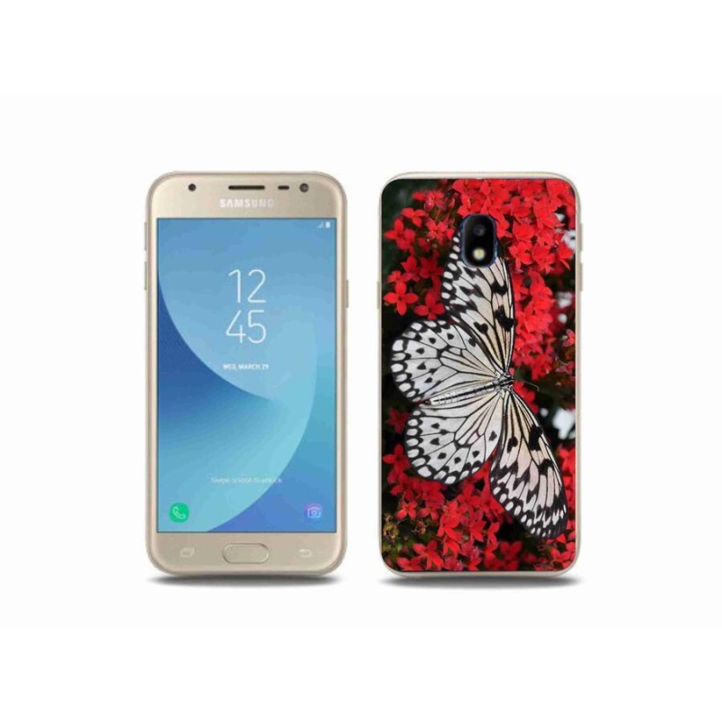 Zselés borítás mmCase Samsung Galaxy J3 (2017) - fekete-fehér pillangó 1