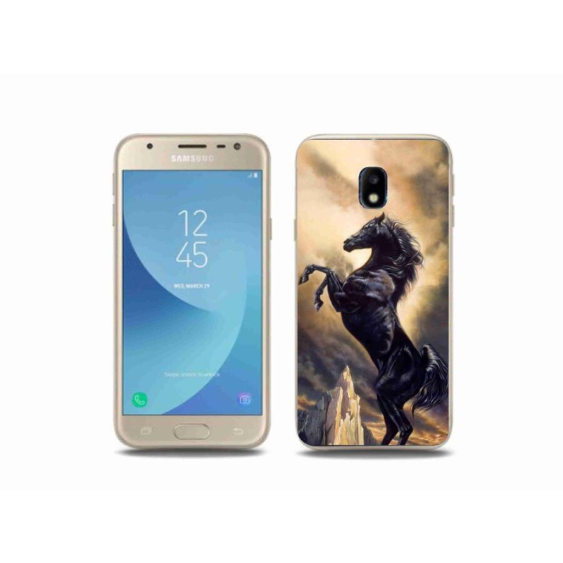 Gél borítás mmCase Samsung Galaxy J3 (2017) - fekete rajzfilm lóhoz