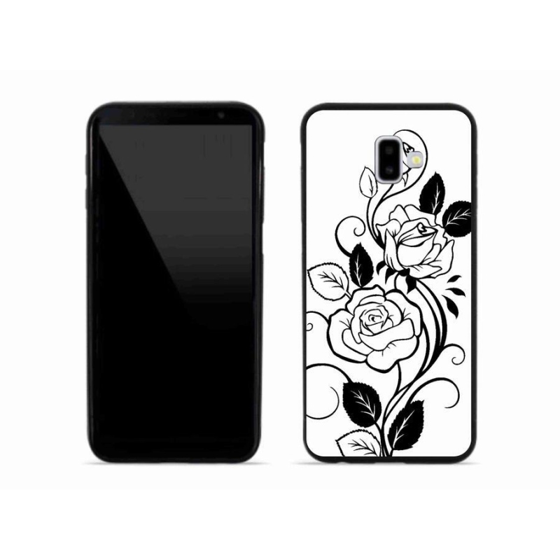 Zselés borítás mmCase Samsung Galaxy J6 Plus - fekete és fehér rózsa