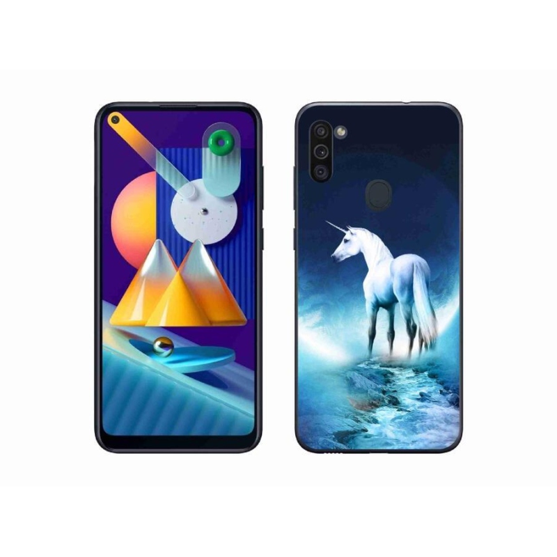 Gél védőhuzat mmCase Samsung Galaxy M11 készülékhez - fehér egyszarvú
