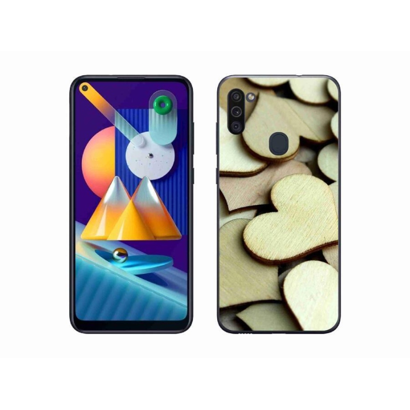 Gél borítás mmCase Samsung Galaxy M11 készülékhez - fából készült szívek