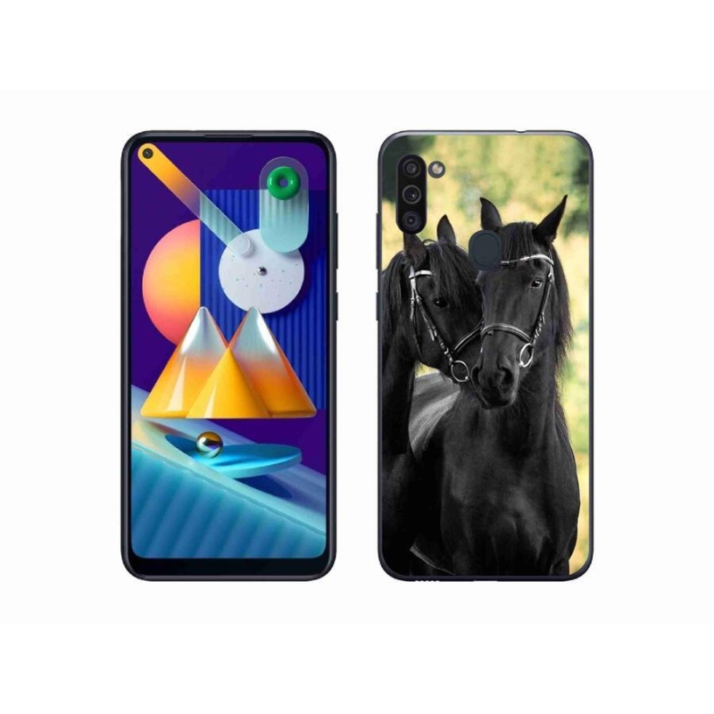 Gél borítás mmCase Samsung Galaxy M11 készülékhez - két fekete ló