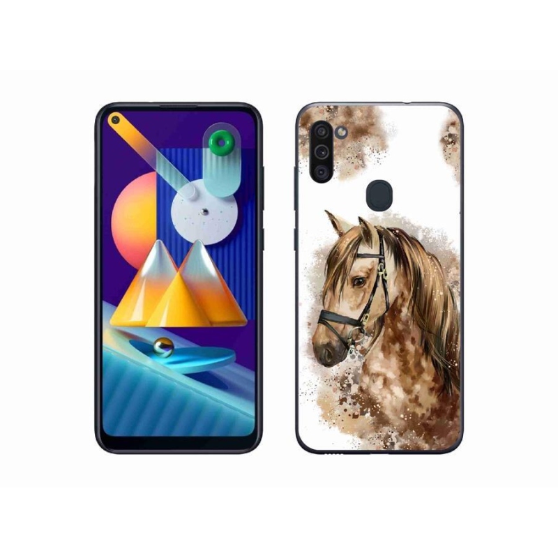 Zselés borítás mmCase Samsung Galaxy M11 készülékhez - barna rajzfilm ló