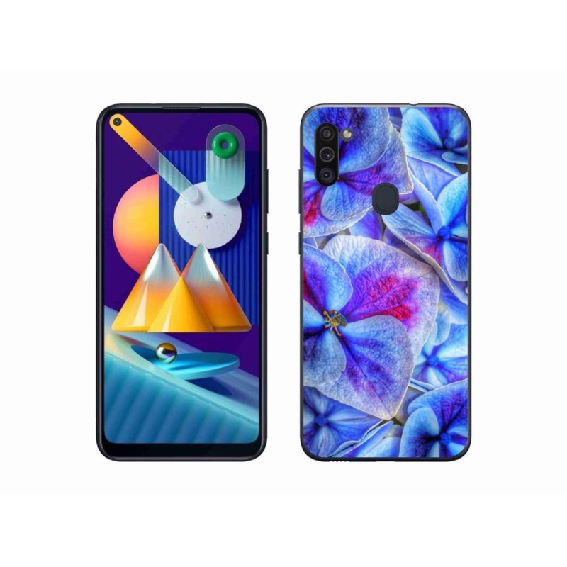 Gél védőhuzat mmCase mobiltelefonhoz Samsung Galaxy M11 - kék virágok 1