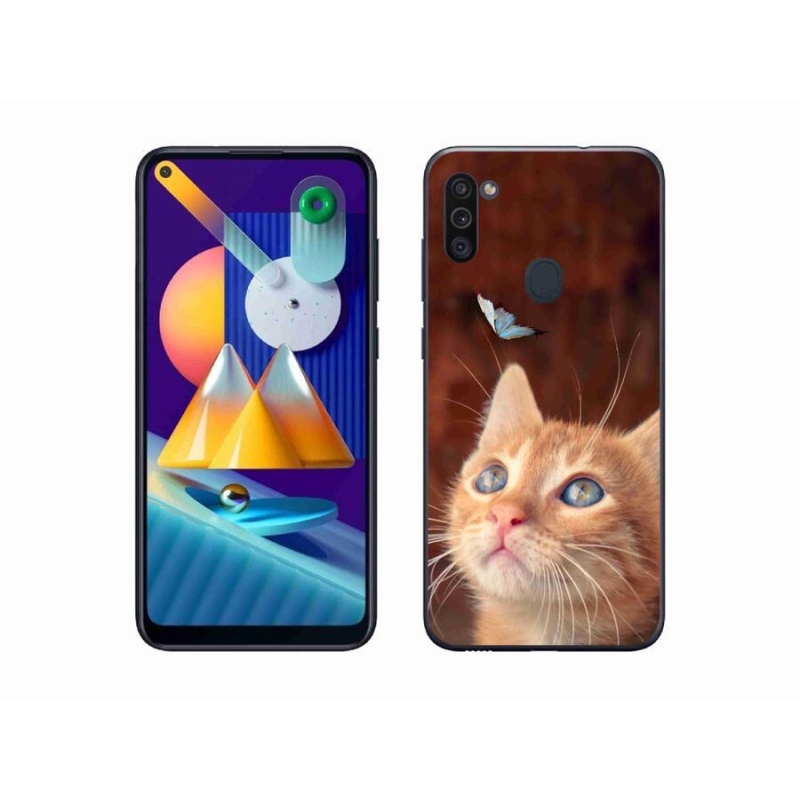 Gél borítás mmCase Samsung Galaxy M11 készülékhez - pillangó és cica