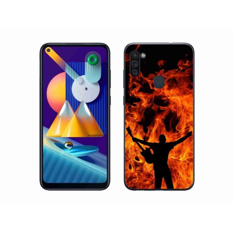 Gél borítás mmCase mobil Samsung Galaxy M11 - zenész és tűz