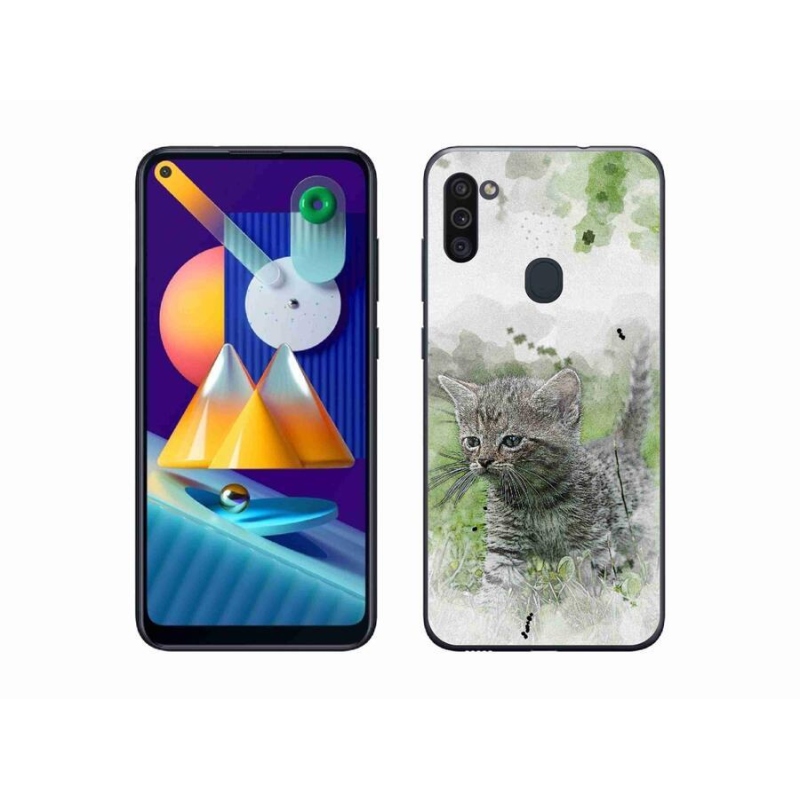Gél borító mmCase mobiltelefonhoz Samsung Galaxy M11 - aranyos cica 1