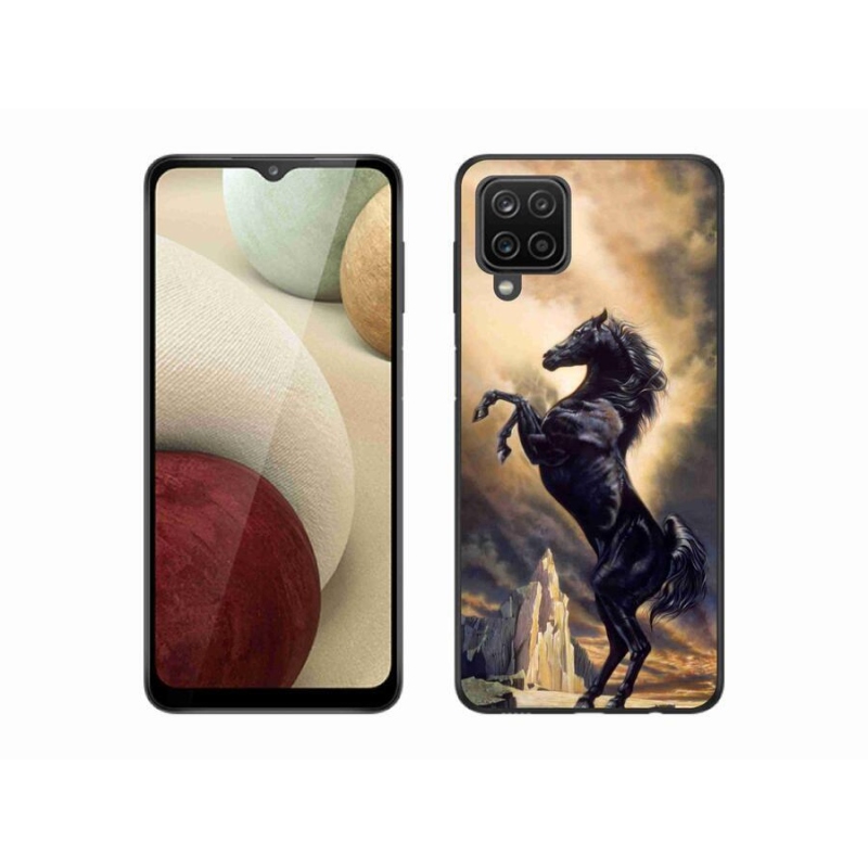 Zselés borítás mmCase Samsung Galaxy M12 - fekete rajzfilm lóhoz