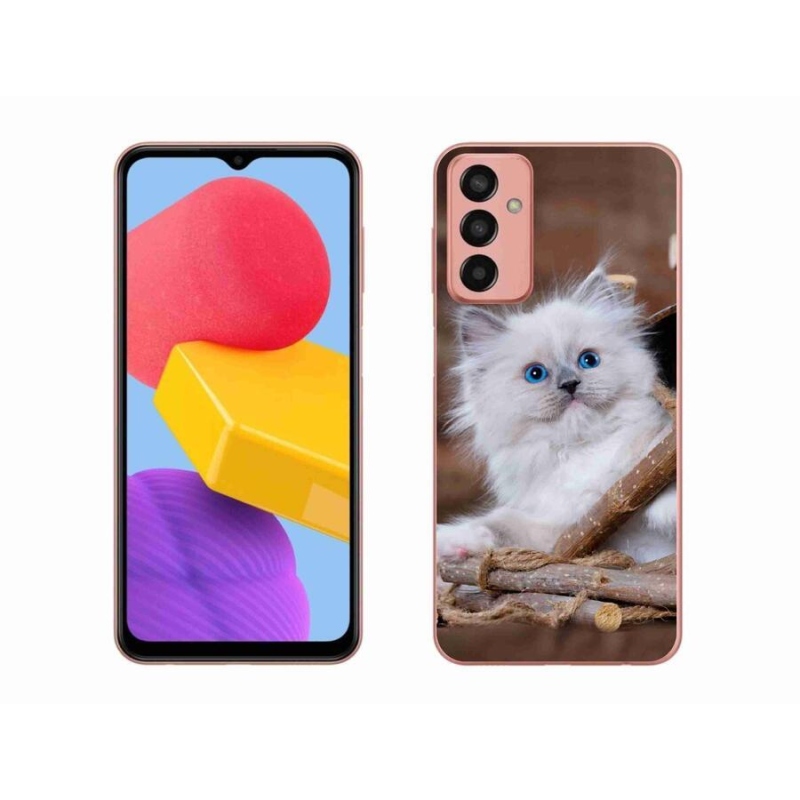 Gél védőhuzat mmCase Samsung Galaxy M13 készülékhez - fehér cica
