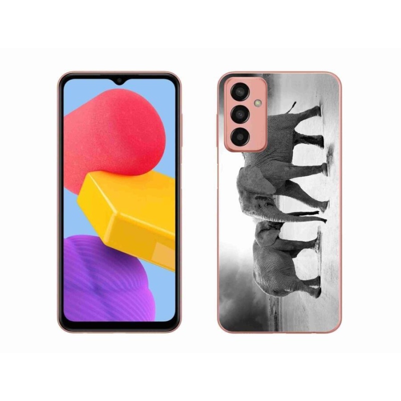 Gél borítás mmCase Samsung Galaxy M13 készülékhez - fekete és fehér elefántok