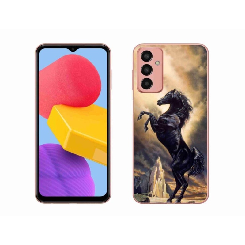 Zselés borítás mmCase Samsung Galaxy M13 készülékhez - fekete rajzfilm ló