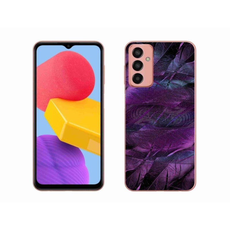 Gél védőhuzat mmCase Samsung Galaxy M13 készülékhez - lila tollak