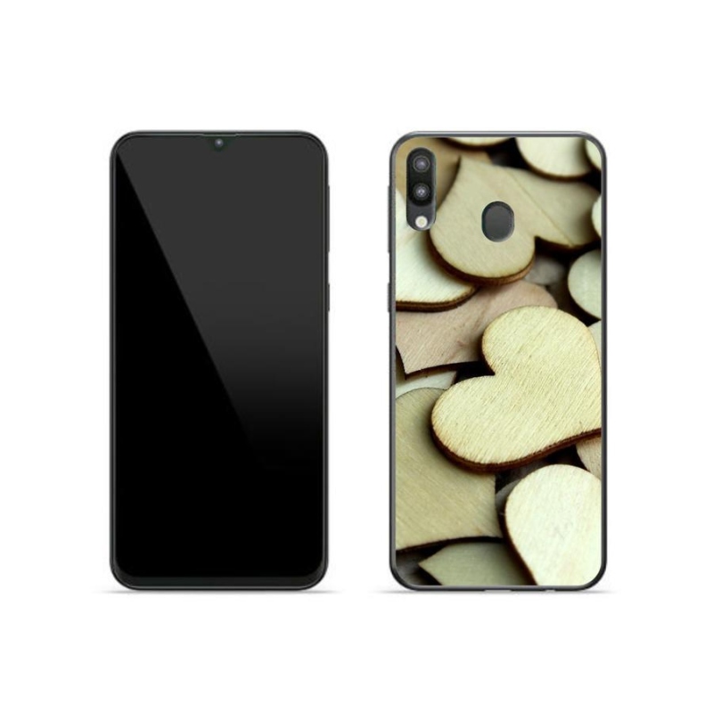 Gél borítás mmCase Samsung Galaxy M20 készülékhez - fából készült szívek