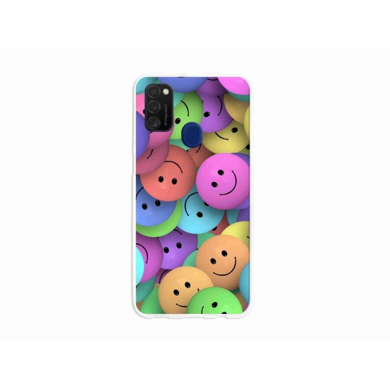 Gél borító mmCase a mobiltelefonon Samsung Galaxy M21 - színes smiley-k