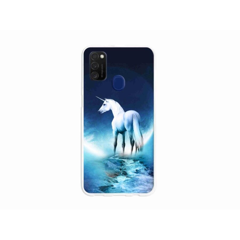 Gél védőhuzat mmCase Samsung Galaxy M21 készülékhez - fehér egyszarvú