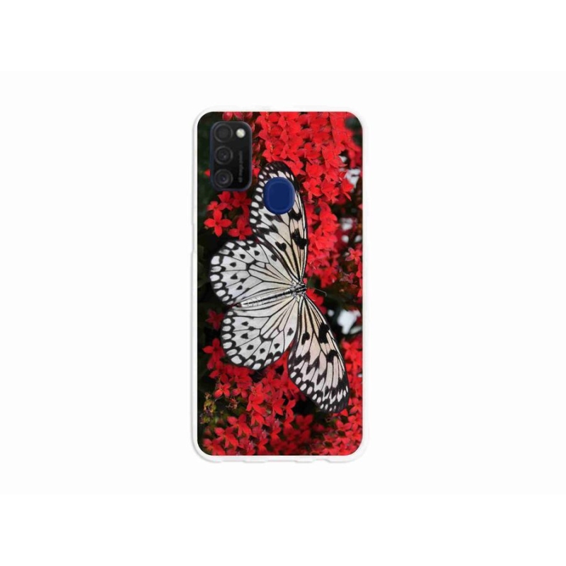 Gél védőhuzat mmCase Samsung Galaxy M21 - fekete-fehér pillangó 1