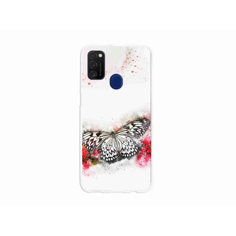 Zselés borítás mmCase Samsung Galaxy M21 - fekete-fehér pillangóhoz