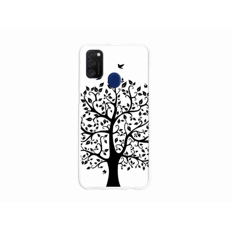 Zselés borítás mmCase Samsung Galaxy M21 - fekete-fehér fa