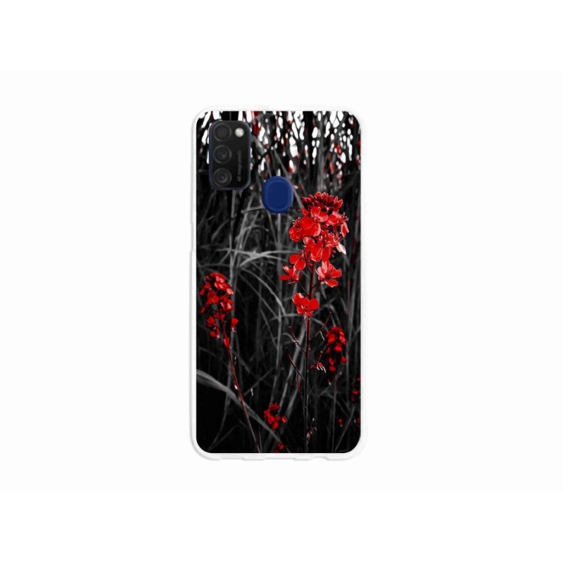 Gél borító mmCase Samsung Galaxy M21 - piros növényhez