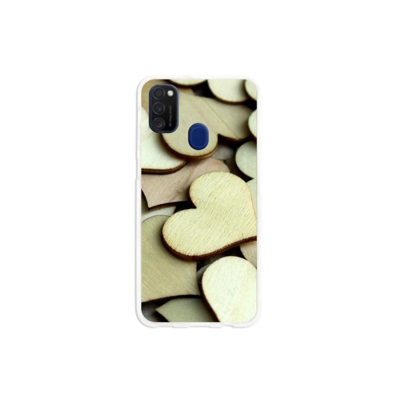 Gél borítás mmCase Samsung Galaxy M21 készülékhez - fából készült szívek