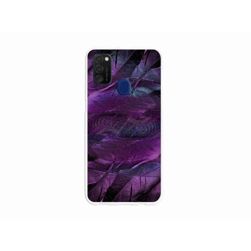 Gél védőhuzat mmCase Samsung Galaxy M21 készülékhez - lila tollak