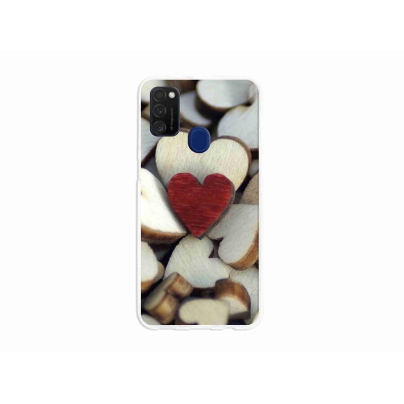 Gél borítás mmCase Samsung Galaxy M21 készülékhez - gravírozott piros szív