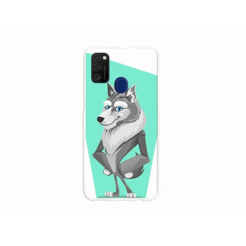 Gél borító mmCase Samsung Galaxy M21 - rajzfilm farkashoz