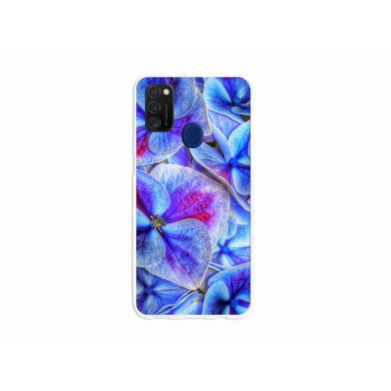 Gél védőhuzat mmCase mobiltelefonhoz Samsung Galaxy M21 - kék virágok 1