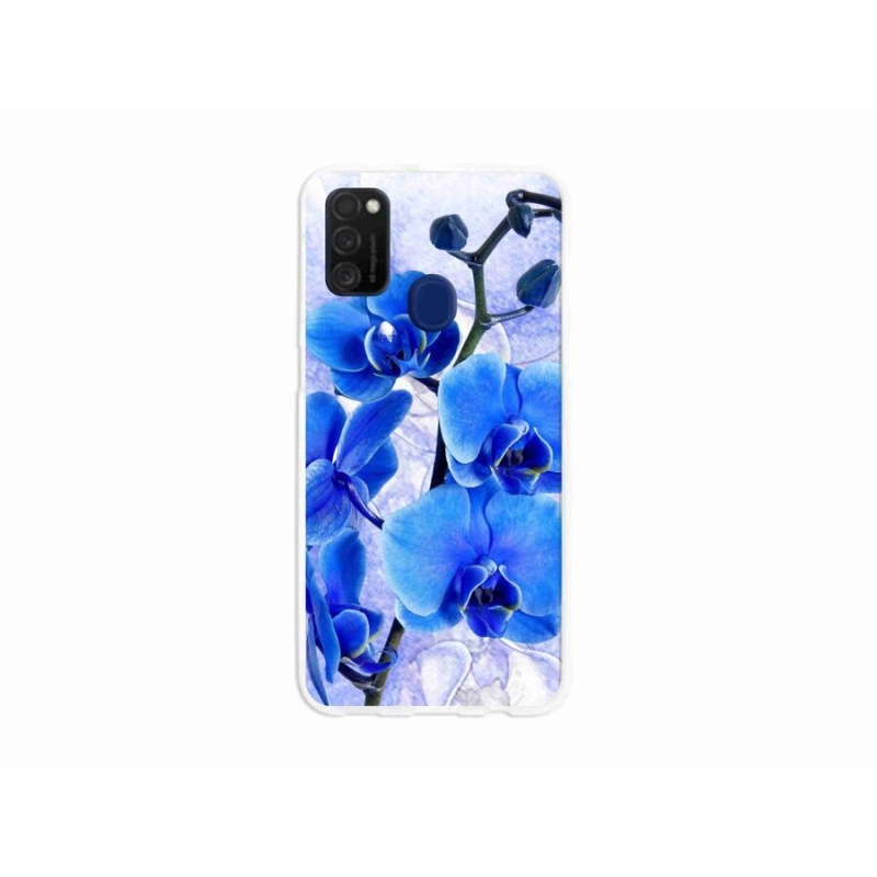 Gél védőhuzat mmCase Samsung Galaxy M21 készülékhez - kék virágok