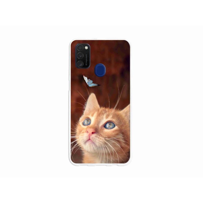 Gél borító mmCase Samsung Galaxy M21 készülékhez - pillangó és cica