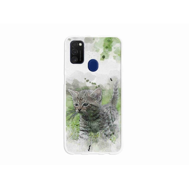 Gél borító mmCase mobiltelefonhoz Samsung Galaxy M21 - aranyos cica 1