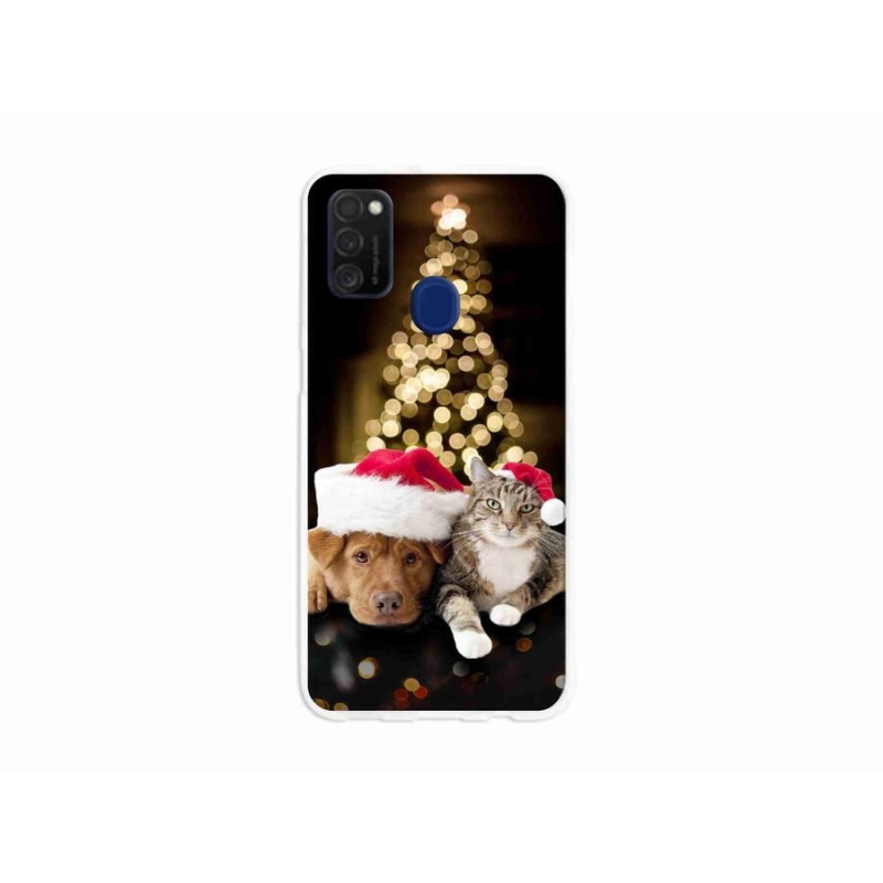 Gél borítás mmCase Samsung Galaxy M21 - Karácsonyi kutya és macska